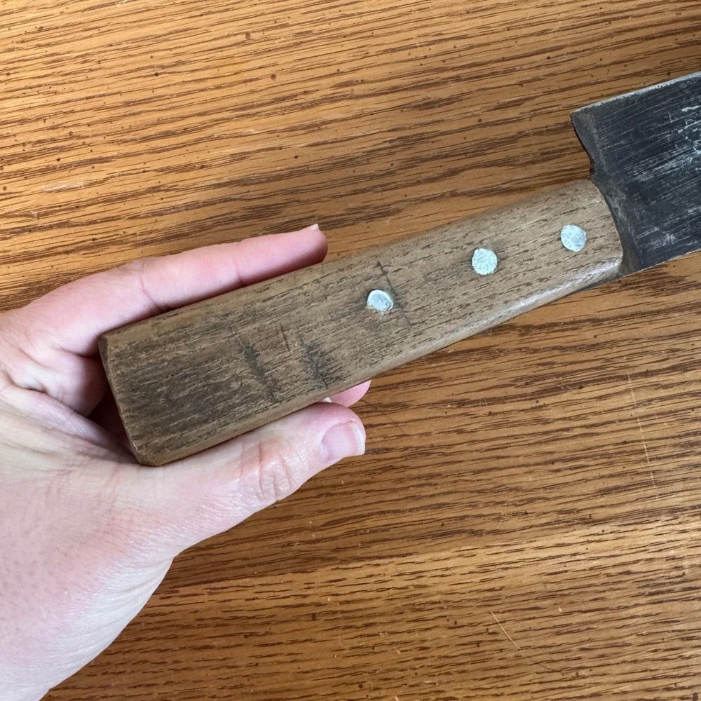 Vintage‎ Hand Forged Butcher Knife Rustic 10.5 Inch Blade Wood Handle